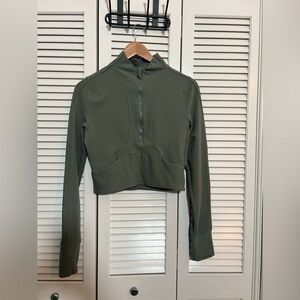 Olive Green Cropped Athleisure Top